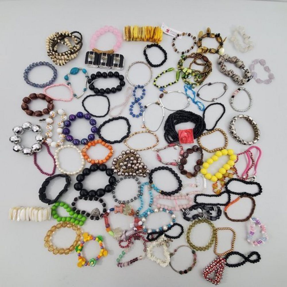 Bracelet Lot 73 70+ Stretch Mixed Beaded Job Lot‎ C